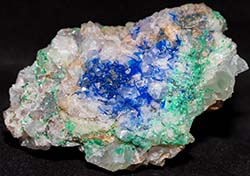 Linarite, Quartz, and Fluorite