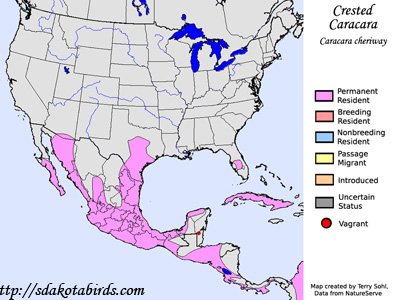 Crested Caracara - Range Map