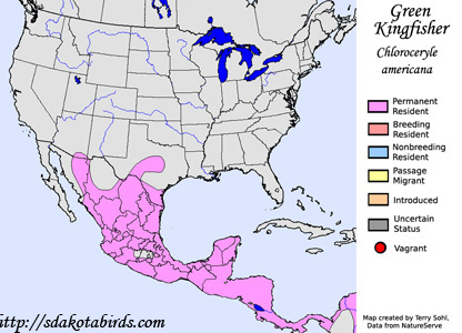 Green Kingfisher - Range Map