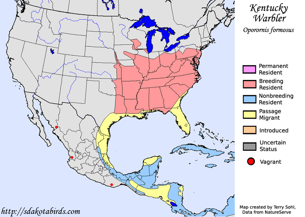 Kentucky Warbler - Range Map