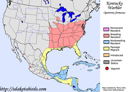 Kentucky Warbler - Range map