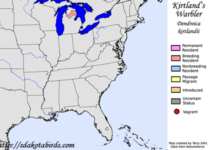 Kirtland's Warbler - Range Map