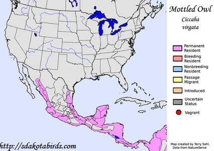Mottled Owl - North American Range Map
