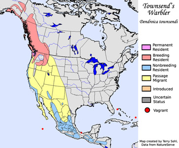 Townsend's Warbler - Range map
