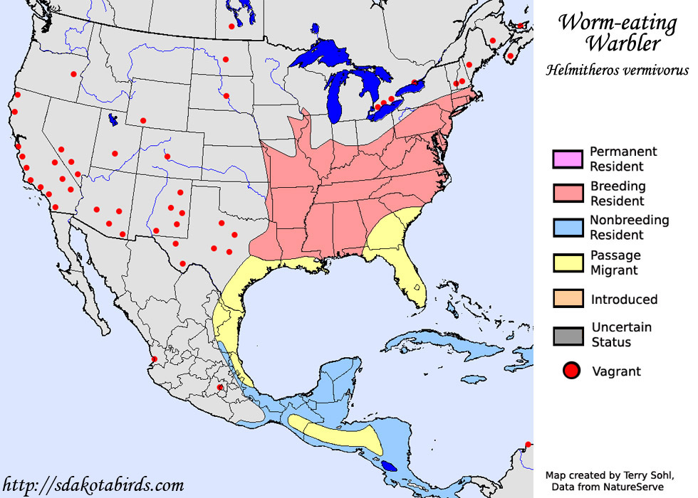 Worm-eating Warbler - Range Map