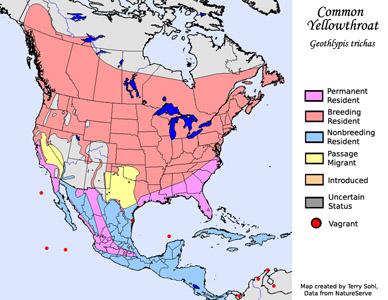 Common Yellowthroat - Range Map
