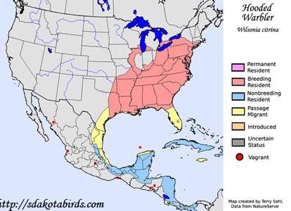Hooded Warbler - Range map