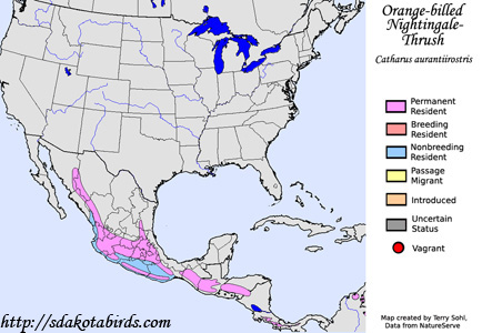 Orange-billed Nightingale-Thrush - North American Range Map