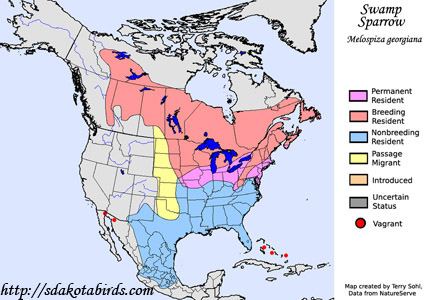 Swamp Sparrow - North American Range Map