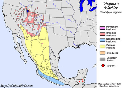 Virginia's Warbler - Range Map
