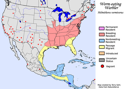 Worm-eating Warbler - Range Map
