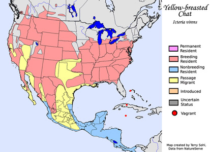 Yellow-breasted Chat - Range Map